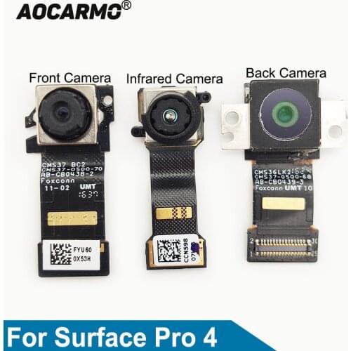 Aocarmo Back Camera For Microsoft Surface Pro 4 Pro4 1724 Front Infrared Face Identification Rear Camera Flex Cable Repair Parts