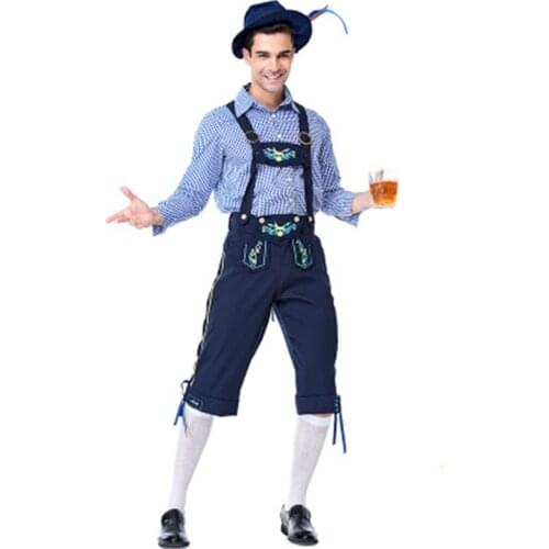 Halloween Bavarian Hen Party Couple Cosplay Costume Germany Oktoberfest Mens Beer Waiter Lederhosen Jumpsuit