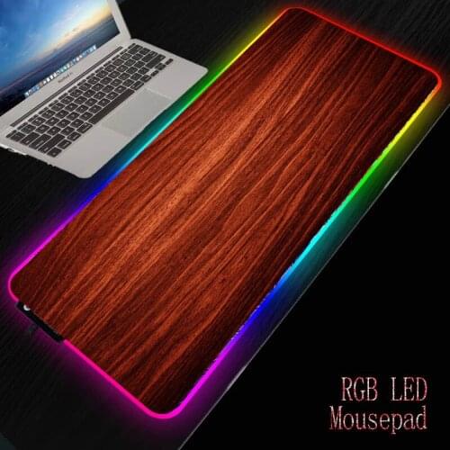 MRGBEST Wood Floor Texture Mouse Pad RGB Gamer Mousepad RGB Backlit Mause Pad Large Mousepad XXL for Desk Keyboard LED Mice Mat