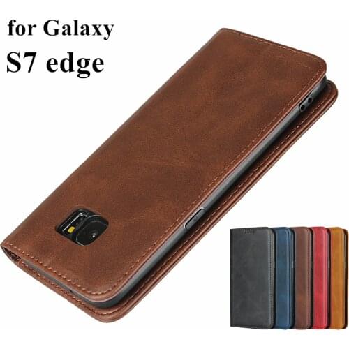 Leather case For Samsung Galaxy S7 edge G9350 G935F Flip case card holder Holster Magnetic attraction Cover Case Wallet Case
