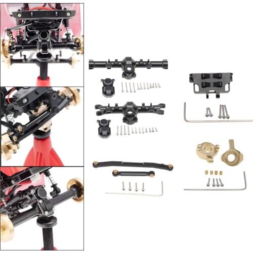 RC Metal Front & Rear Axle Housing & Steering Linkage & Servo Mount for Axial SCX24 90081 1:24 RC Rock Crawler Car Spare Parts