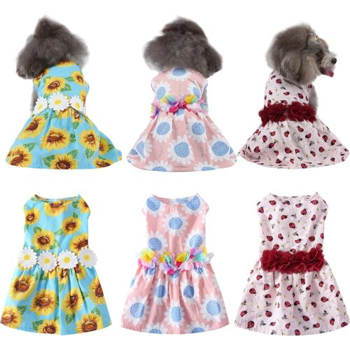 Dog Cute Floral Dress Summer Wedding Dresses For Puppy Pet Chihuahua Princess Customs Skirt Clothing Fashion Dogs Clothes