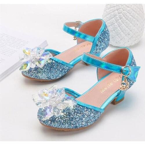 2020 Summer new girl sandals princess single shoes sequins children show high heels little girl sandals party wedding shoes