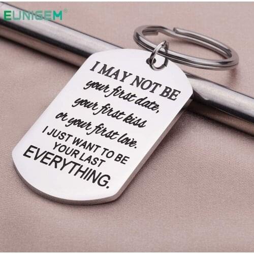 Birthday Wedding Keychain Gift for Him Her Women Men Engraving Key Chain Present May Not Be Your First Date Your First Kiss Gift