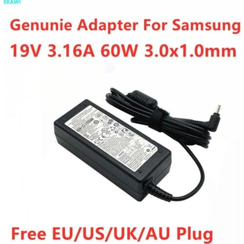 Genunie 19V 3.16A 60W 3.0x1.0mm AC Adapter For Samsung CPA09-004A PA-1600-96 ATIV BOOK 7 Series Laptop Power Supply Charger