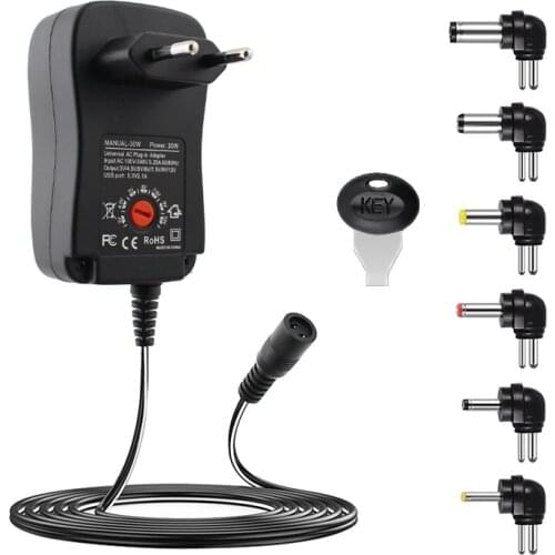 Adjustable Power Suppply adapter 8 Interface Adjustable Voltage 12V For Led Light Strip Lamp,Power Adapter 30W Universal Charger