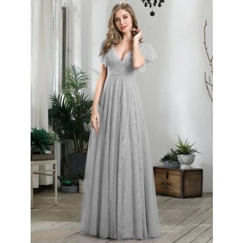 Robe de soirée Luxury Womens A-Line Double V-Neck Embroidered Evening Dresses Cream Plus Size Vestido de noche A-LINE Gowns