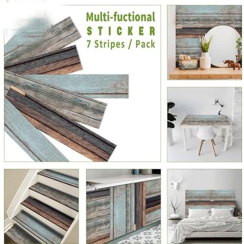 100cmx21cmx7pcs retro old wood self-adhesive kitchen bathroom bedside tile stickers stairs waterproof DIY wall stickers