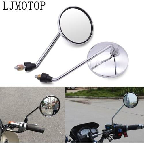 Silver motorcycle mirrors rearview Side Mirror round mirror 8mm/10mm For YAMAHA XT250 TRICKER DT230 DT 125 230 LANZA KAWASAKI