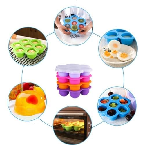 Cake mould Silicone Baby Flower Lattice Food Container Portable Safety Breast Milk Fruit Vegetable Ice Tray Mould Seven Holes