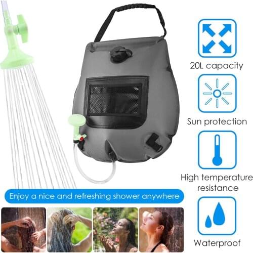 Camping Shower Bag 20L Portable Folding Solar Shower Bag With Large Pocket Water Bag For Travel Beach Camping Accessories