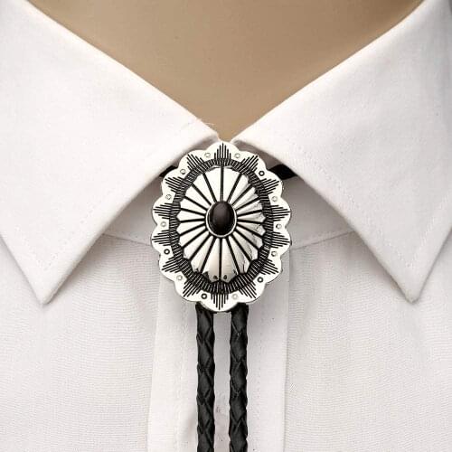 Vintage Western Cowboy American Turquoise Leaf Pendant Bolo Tie Necktie Birthday gift