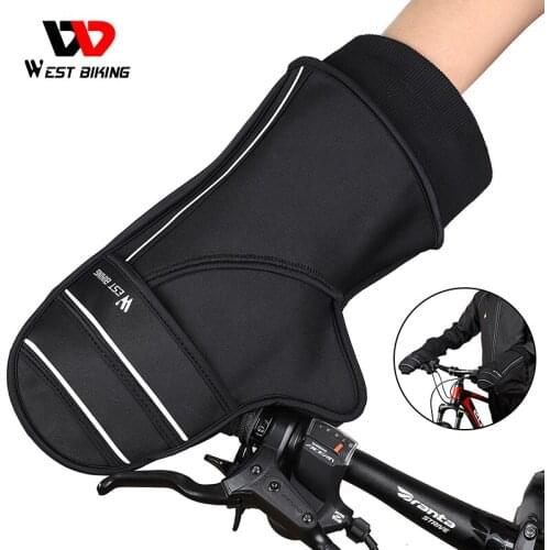 WEST BIKING Winter Cycling Handlebar Gloves Warm Windproof Handguard Cold Weather Mittens MTB Electrc Bike Internally Gloves