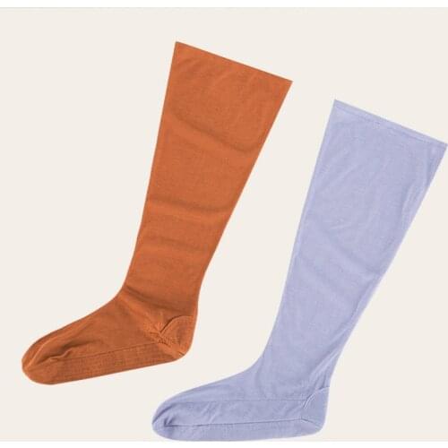 Yellow Light Grey Cotton ShaoLin Temple Buddhist Monk Sock Long KungFu Martial Arts TaiChi Socks Leg Guards with Elastic Band