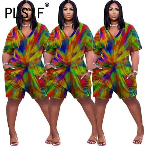 Women V Neck Sexy Jumpsuit Short Sleeve Print Casual Sexy Short Romper Women Jumpsuits