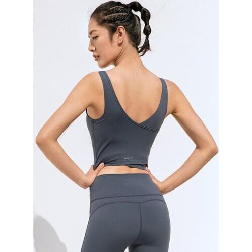 CHREIFIT Summer New Yoga Vest With Chest Pad Women Sexy Back Cross Low Intensity Shockproof Running Quick Dry Sports Dance Vest