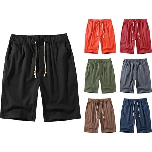 2021 summer cool linen cotton men casual shorts classic fit drawstring holiday beach shorts men 0316-1