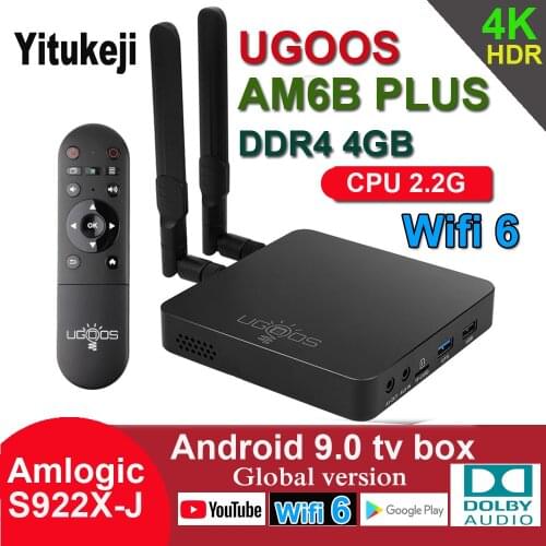 4GB DDR4 32GB 2.4G 5G WiFi 6 1000M BT 4K Dolby Audio Amlogic S922X Android 9.0 TV Box UGOOS AM6 AM6B PLUS