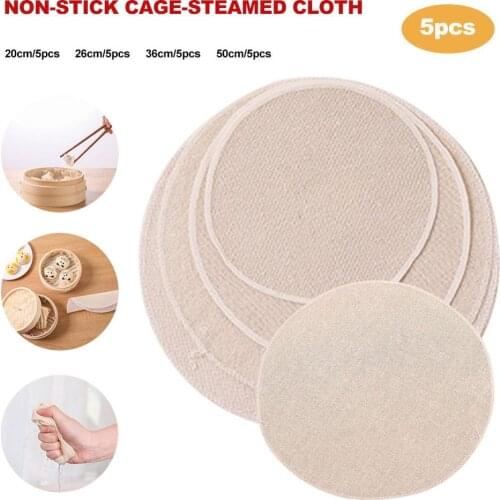 5PCS Cotton Steamer Cloth Non-stick Cage Drawer Steamer Pad Breathable Steamed Cloth can be Cleaned and Recycled Home Kitchen