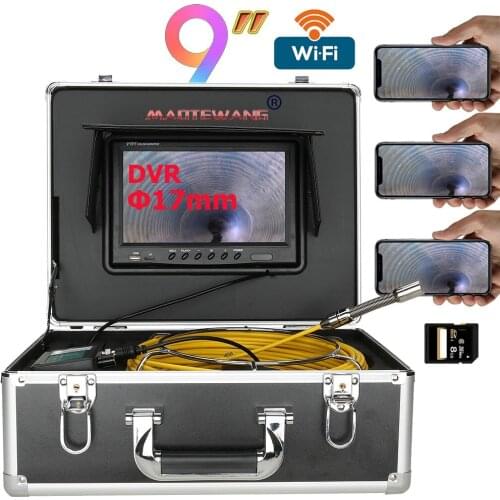 9" Wireless WiFi 30M Pipe Inspection Video Camera,17MM 8GB SD Card Drain Sewer Pipeline Industrial Endoscope Android/IOS