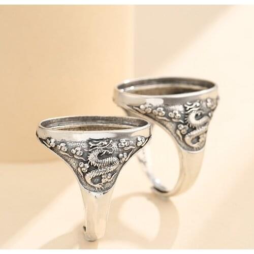 925 STERLING SILVER mens dragon Semi Mount Bases Blanks base blank Pad VINTAGE rings ring Setting set diy A5503