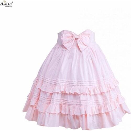 Ainclu Free Shipping Cemavin Womens Girls Hot Selling Large Size Cotton Ruffles Bow Pink Sweet Casual Cake Lace Lolita Skirt