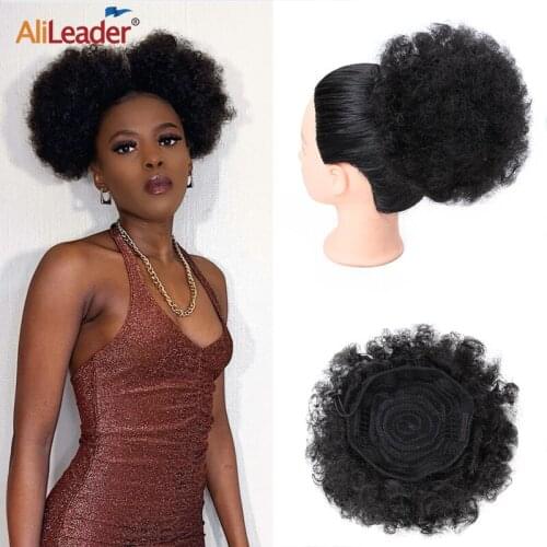Alileader High Quality Hair Buns Puff Afro Curly Wig Ponytail Synthetic Kinky Pony Tail Buns Drawstring Hair Bun For Black Women