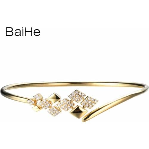 BAIHE Solid 14K Yellow Gold 0.34ct H/SI Natural Diamonds Wedding Women Trendy Fine Jewelry Beautiful diamond Gift Bracelet