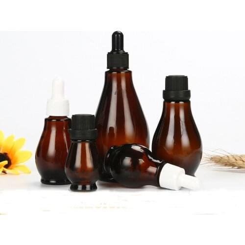 Dropper Bottle Brown Glass Bottle Leakproof Essence Refillable Bottle Cosmetic Container Jar 10ml 20ml 30ml 50ml 100ml 15Pcs