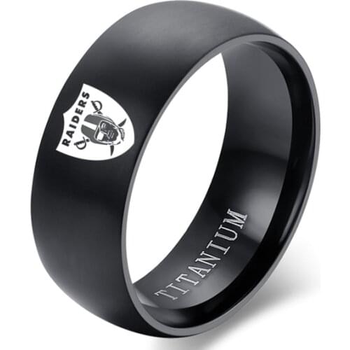 MANGOSKY 8mm Black Titanium Raiders Ring For Men and Women