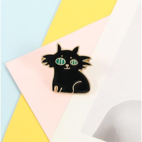 Black Cat Brooches Custom Funny Animal Enamel Pin Shirt Denim Lapel Bag Cute Pins Badge Cartoon Kitten Jewelry Gift for Friends