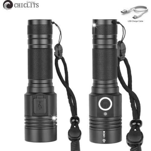 CHICLITS Super Powerful LED Flashlight USB Rechargeable Torch XHP50 Flashlight Waterproof Hard light Torch Camping Bright Lanter