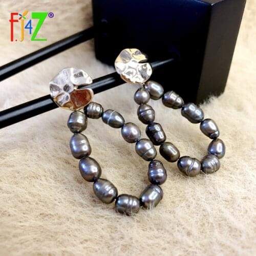 F.J4Z 2021 Trend Beaded Earrings for Women Bohemian Irregular Pearl and Stones Drop Earring Lady Gifts Jewelry Dropship