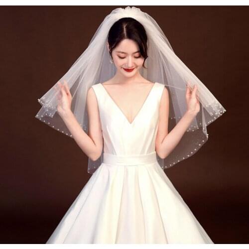 Veil bride main wedding photo props certificate marriage double-layer spray gold gauze short retro super fairy headdress