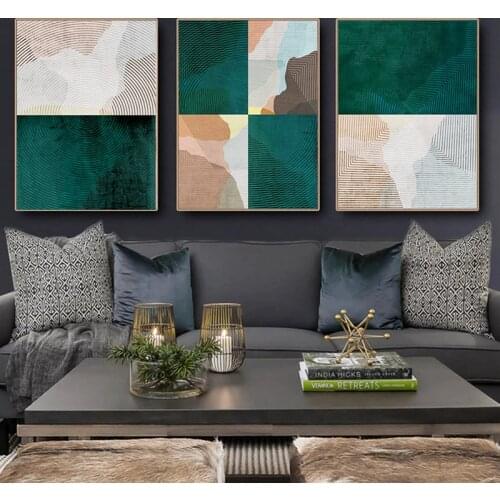 Emerald Fashion Texture Green Color Abstract Geometric Canvas Painting Poster Print Faces Wall Art Picture Home Decoration