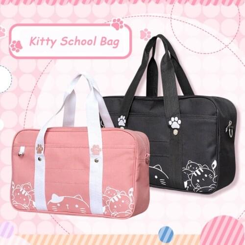 Kawaii Japanese Style Cat JK Uniform Handbag Crossbody Canvas Bag Women Lolita Anime Cosplay School Girls Messenger Shoulder Bag