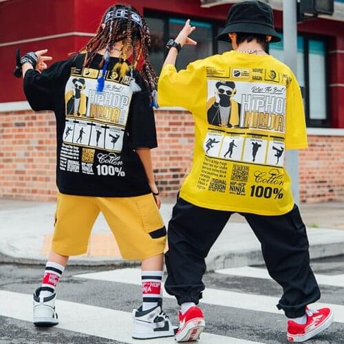 2021 Boys Summer Short Sleeved Shorts Hip Hop Dance Costumes For Kids ChildrenS Day Jazz Dance Performance Rave Clothes DN8367