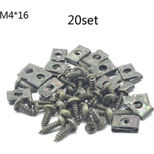 M4/M5 Motorcycle Anti-Rust U-Type Metal Clips Self-Tapping Screws Retainer Kit