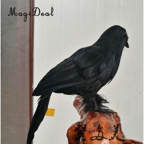 MagiDeal Lifelike Halloween Decoration Birds Props Black Feathered Simulation Crows Ravens Birds Figurines Ornament Craft