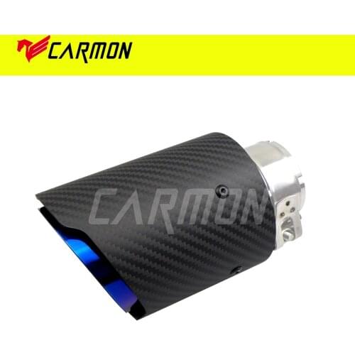 Matte Twill Carbon Fibre Car Exhaust Tip Burnt Blue Stainless Steel Muffler Tip Tail Pipe for BMW BENZ AUDI VW Car Accessories