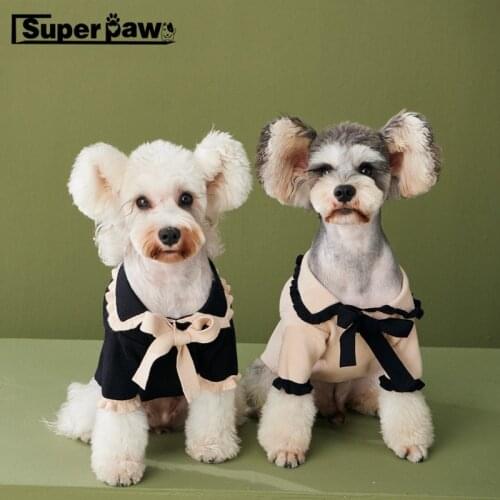 Fashion Pet Dog Bowknot Sweater Clothes Winter Warm Puppy Hoodie for Small Medium Dogs Schnauzer Yorkie Teddy Jacket Coat YHC43