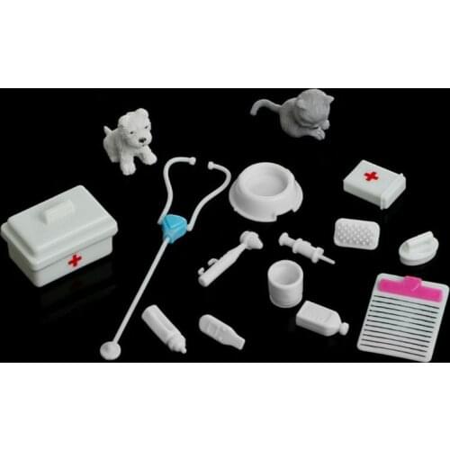 Set of 14pcs Equipment Box Doctor Nurse Tools Toys Kit for barbie Doll Dropship