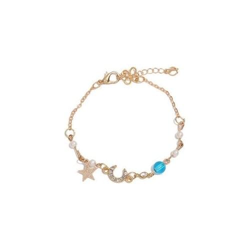 Gold Color Small Beads Charm Bracelet Fashion Star Bangle For Friendship Couple Holiday Gift