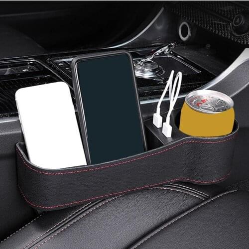 Auto Car Seat Gap Organizer Faux Leather Storage Box Cup Holder Seat Side Slit Pocket Storage Bag With Dual USB Charger Ports