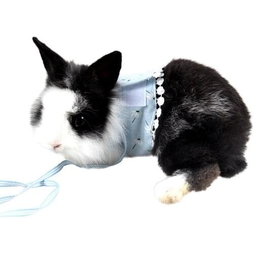 Rabbit Harness and Leash Small Animals Adjustable Floral Harnesses Vest for Chinchilla Guinea Pig Hamster Chest Strap Rope 1.8M