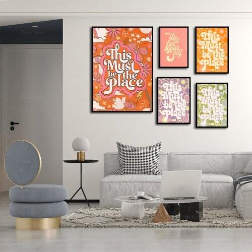 Retro Home Decor, 70s Floral Pattern Print, This Must Be The Place, 70s Decor, Retro 70s Home Decor,70s Wall Art, Vintage Poster