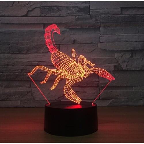 Scorpion 3D LED lamp 7 Colors RGBW Home Decor Atmosphere LED Night light USB LED Unique Special Decor Light for Drop Shipping