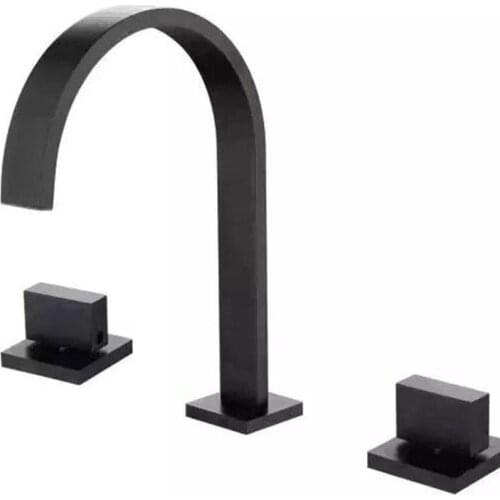 Basin Faucet Black/Gold/Chrome Dual Handle 8 inch Widespread Bathroom Basin Sink Faucet 3 Holes Hot & Cold mixer Tap Torneira