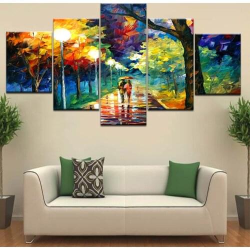 Modern HD Prints Painting Home Decor Wall Art Framework 5 Pieces Walk In The Woods Pictures Canvas Trees Abstract Scenery Poster