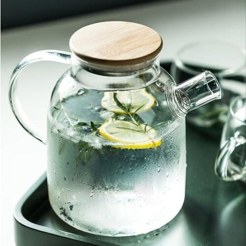 1L/1.8LTransparent Borosilicate Glass Teapot Heat-Resistant Large Clear Tea Pot Flower Tea Set Puer Kettle Cup Office Home Tool